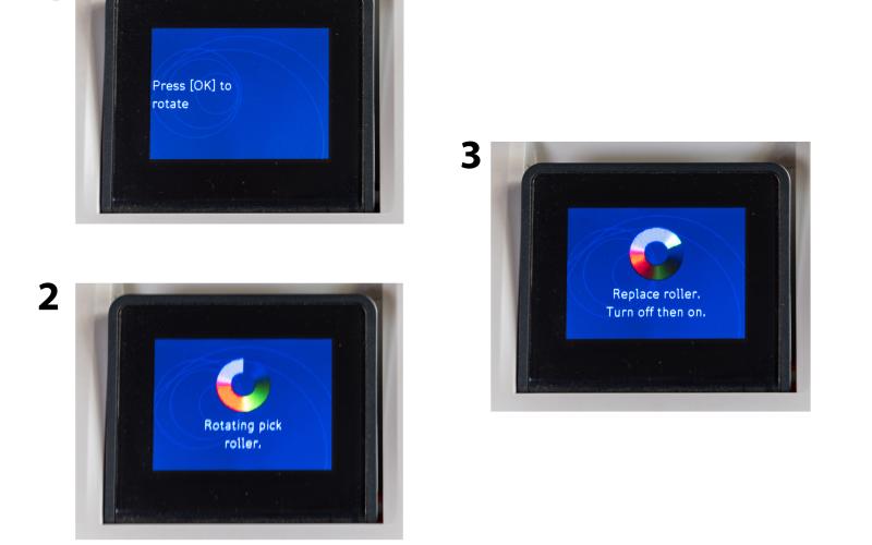 Activate rotate pick roller.