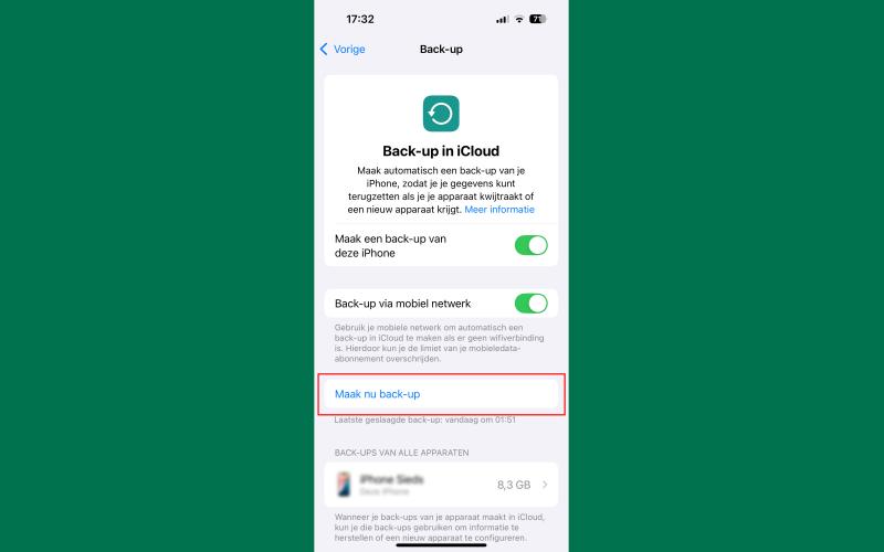 Back-up maken via iCloud